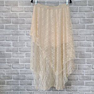Boutique Lace Skirt Romper Shorts Cream Large NEW Fairycore Romantic Feminine